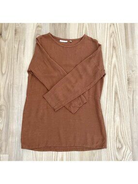 ONLY CHILD Raw Silk Cotton Blend Tunic Top Blouse Rust Minimalist size XS/S